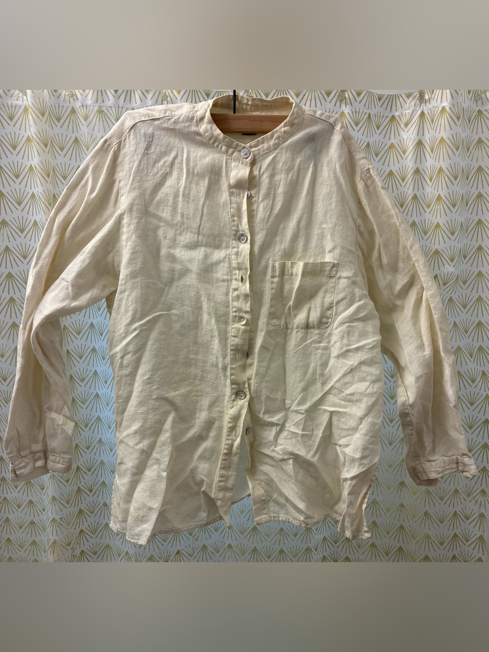 Karavan Linen Cream Button-Up Shirt - size L